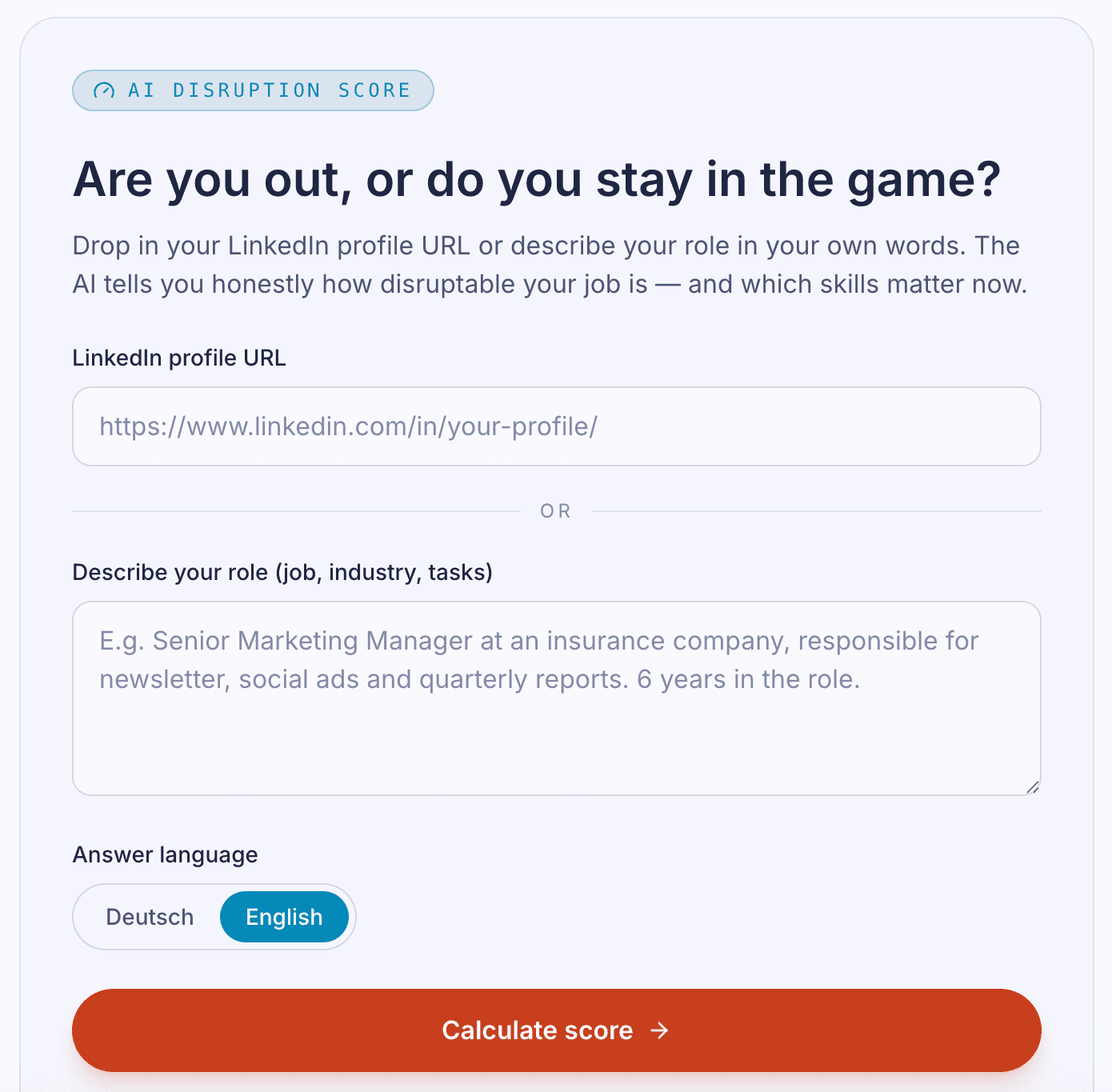 AI Disruption Score screenshot 1